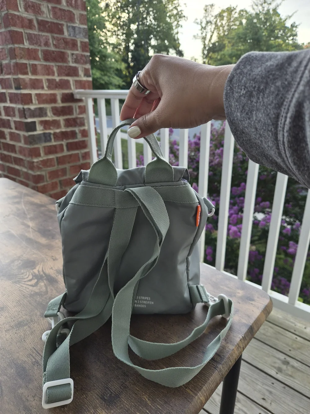 adidas Sage Green Bag with Orange Accent